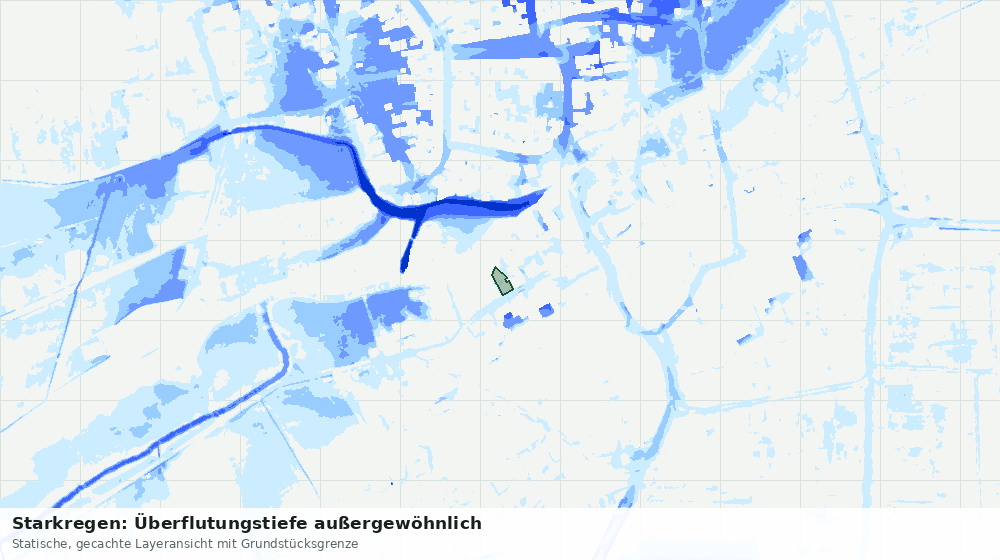 Statische Kartenansicht: Starkregen: Überflutungstiefe außergewöhnlich