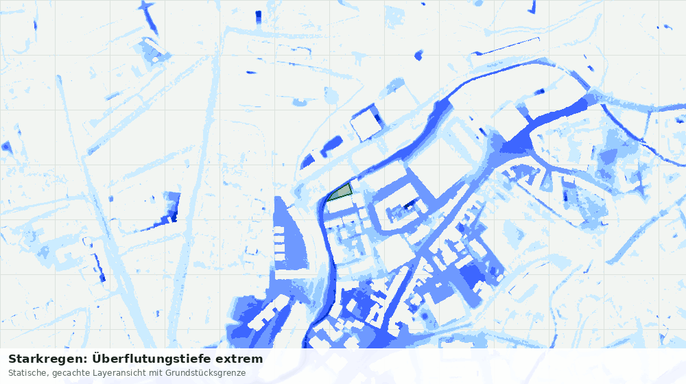 Statische Kartenansicht: Starkregen: Überflutungstiefe extrem