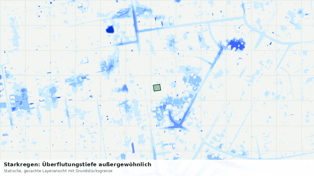 Statische Kartenansicht: Starkregen: Überflutungstiefe außergewöhnlich