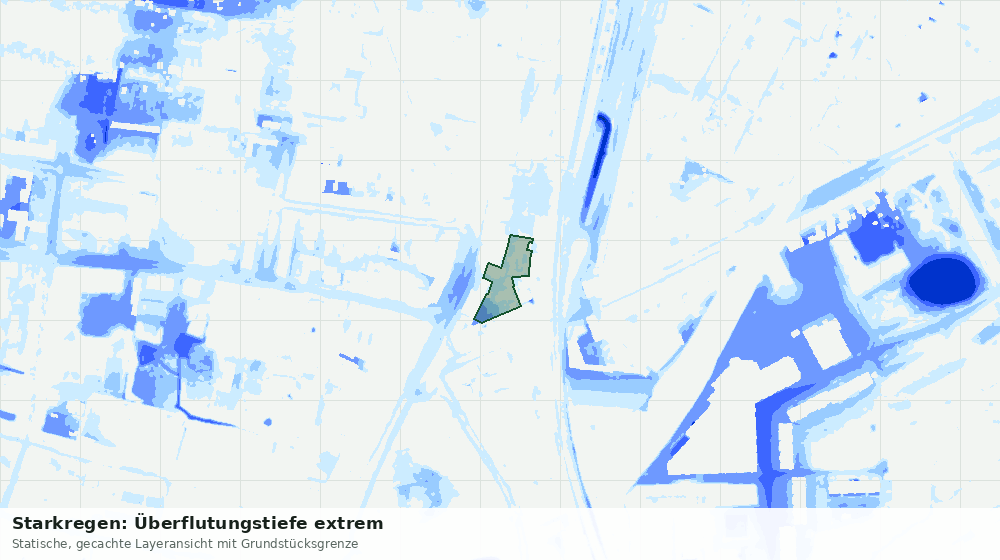 Statische Kartenansicht: Starkregen: Überflutungstiefe extrem