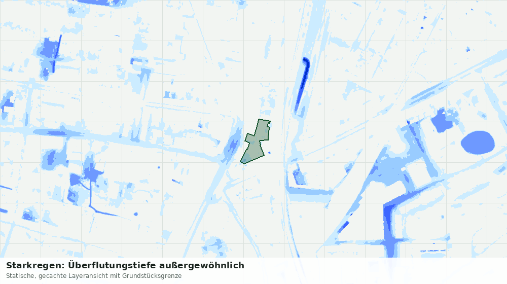 Statische Kartenansicht: Starkregen: Überflutungstiefe außergewöhnlich