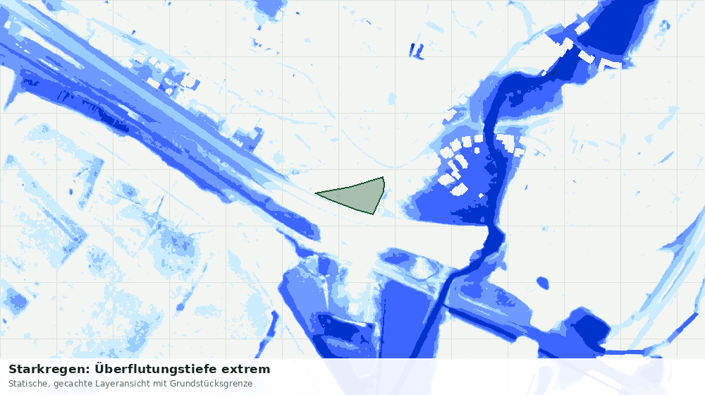 Statische Kartenansicht: Starkregen: Überflutungstiefe extrem
