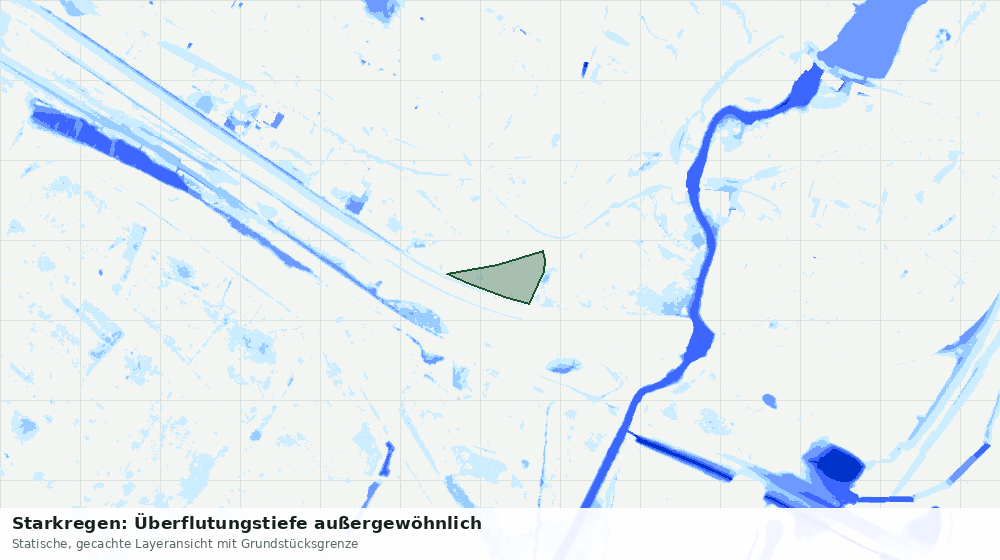 Statische Kartenansicht: Starkregen: Überflutungstiefe außergewöhnlich