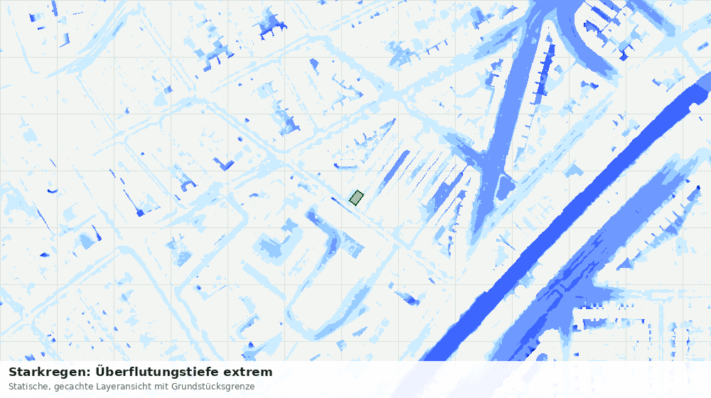 Statische Kartenansicht: Starkregen: Überflutungstiefe extrem