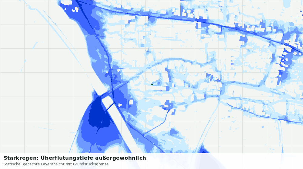 Statische Kartenansicht: Starkregen: Überflutungstiefe außergewöhnlich