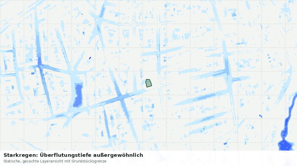 Statische Kartenansicht: Starkregen: Überflutungstiefe außergewöhnlich