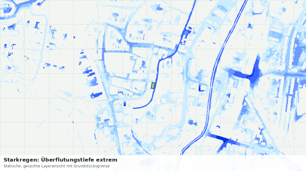 Statische Kartenansicht: Starkregen: Überflutungstiefe extrem