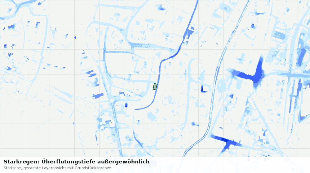 Statische Kartenansicht: Starkregen: Überflutungstiefe außergewöhnlich