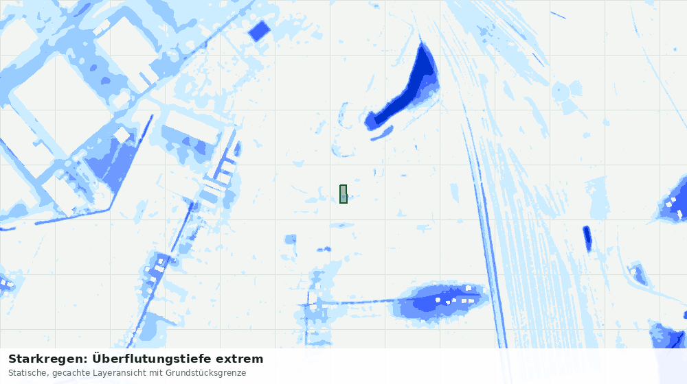 Statische Kartenansicht: Starkregen: Überflutungstiefe extrem