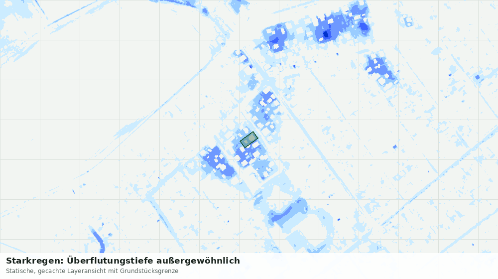 Statische Kartenansicht: Starkregen: Überflutungstiefe außergewöhnlich