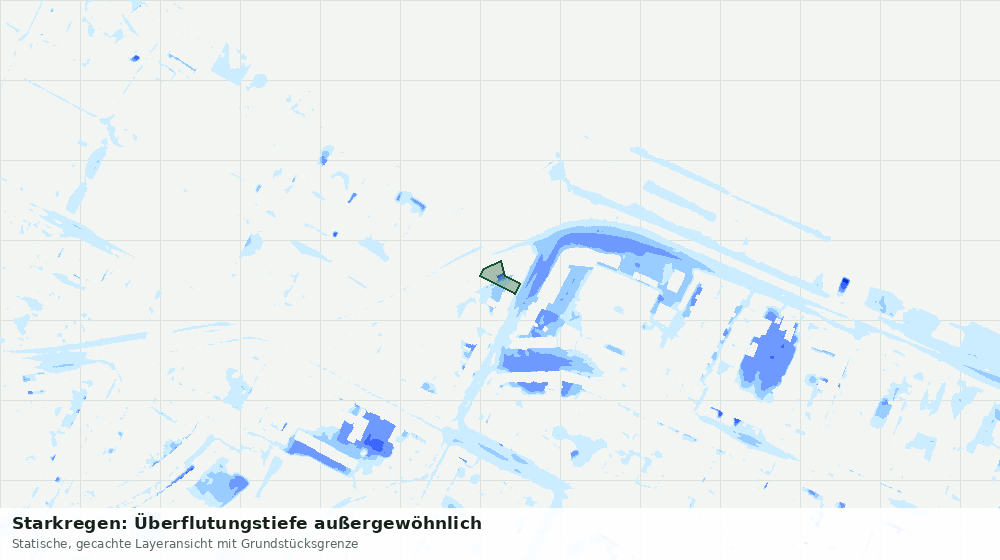 Statische Kartenansicht: Starkregen: Überflutungstiefe außergewöhnlich