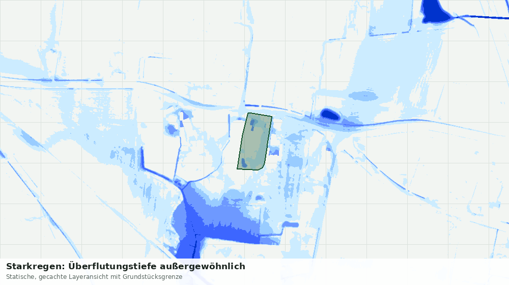 Statische Kartenansicht: Starkregen: Überflutungstiefe außergewöhnlich
