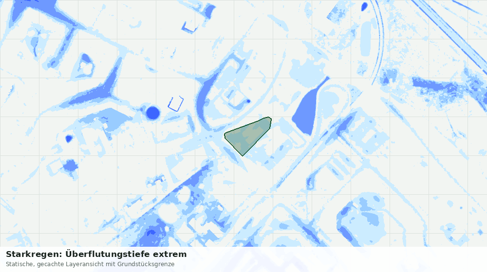 Statische Kartenansicht: Starkregen: Überflutungstiefe extrem
