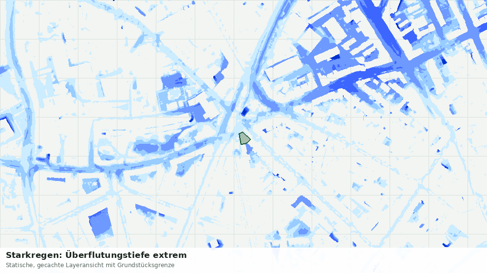 Statische Kartenansicht: Starkregen: Überflutungstiefe extrem
