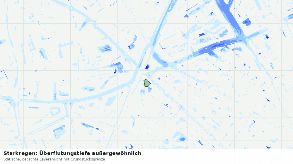Statische Kartenansicht: Starkregen: Überflutungstiefe außergewöhnlich