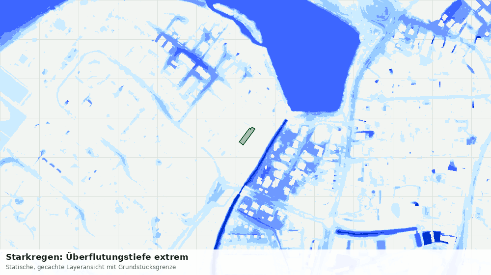Statische Kartenansicht: Starkregen: Überflutungstiefe extrem