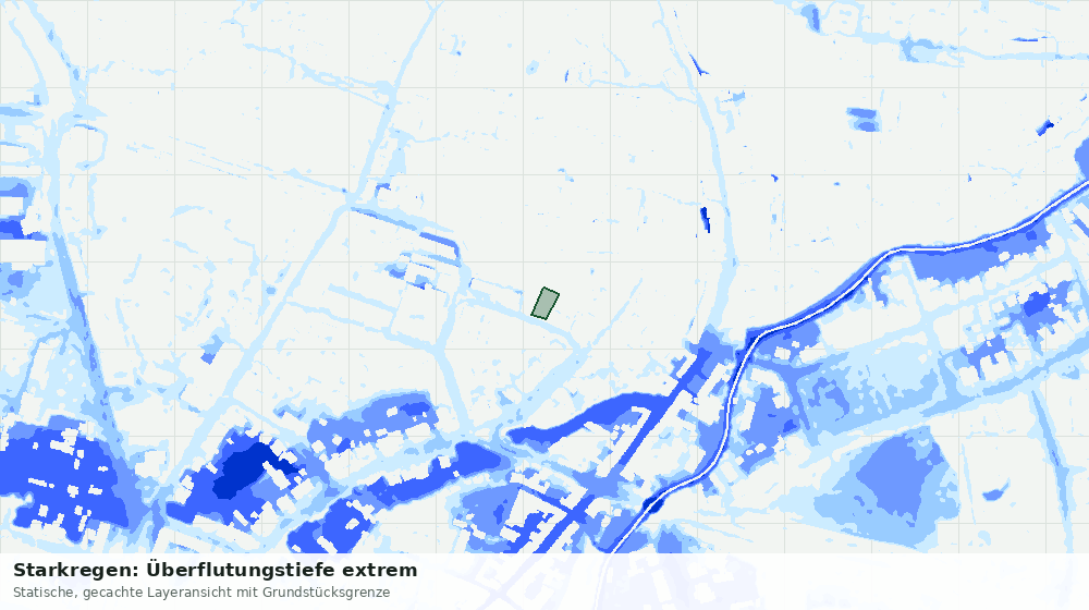 Statische Kartenansicht: Starkregen: Überflutungstiefe extrem