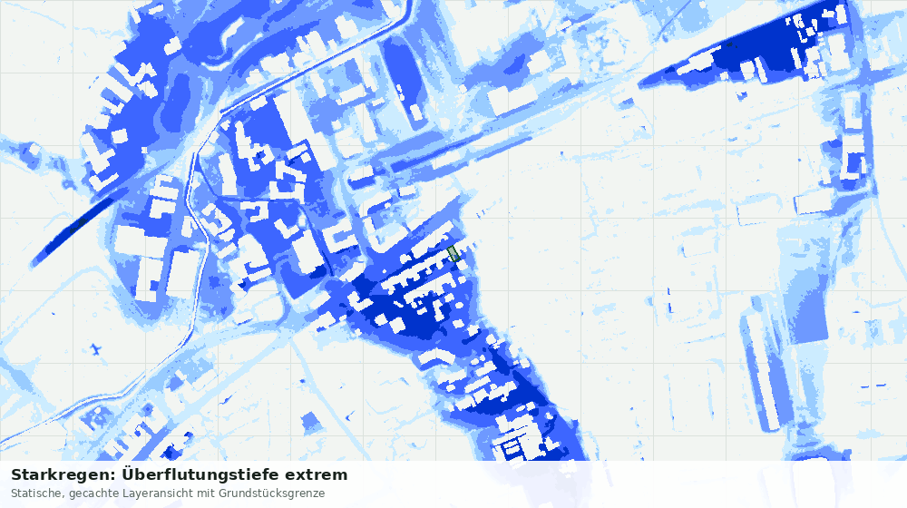 Statische Kartenansicht: Starkregen: Überflutungstiefe extrem