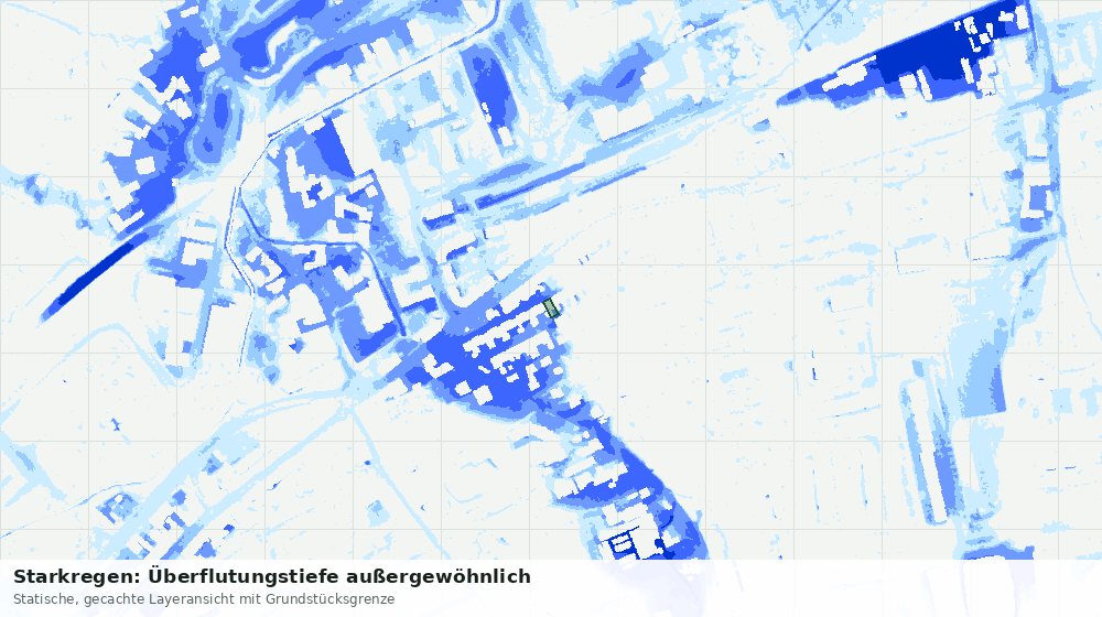 Statische Kartenansicht: Starkregen: Überflutungstiefe außergewöhnlich