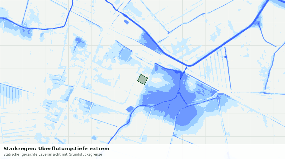 Statische Kartenansicht: Starkregen: Überflutungstiefe extrem