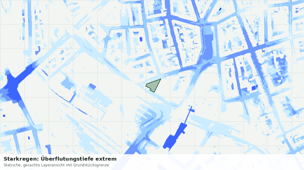 Statische Kartenansicht: Starkregen: Überflutungstiefe extrem