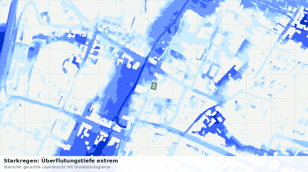 Statische Kartenansicht: Starkregen: Überflutungstiefe extrem