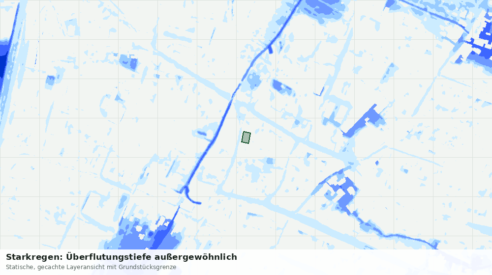 Statische Kartenansicht: Starkregen: Überflutungstiefe außergewöhnlich