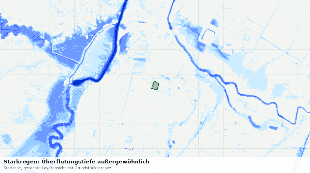 Statische Kartenansicht: Starkregen: Überflutungstiefe außergewöhnlich