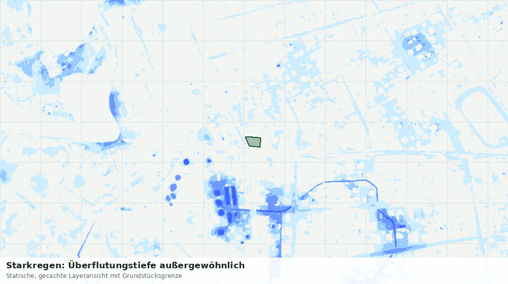 Statische Kartenansicht: Starkregen: Überflutungstiefe außergewöhnlich