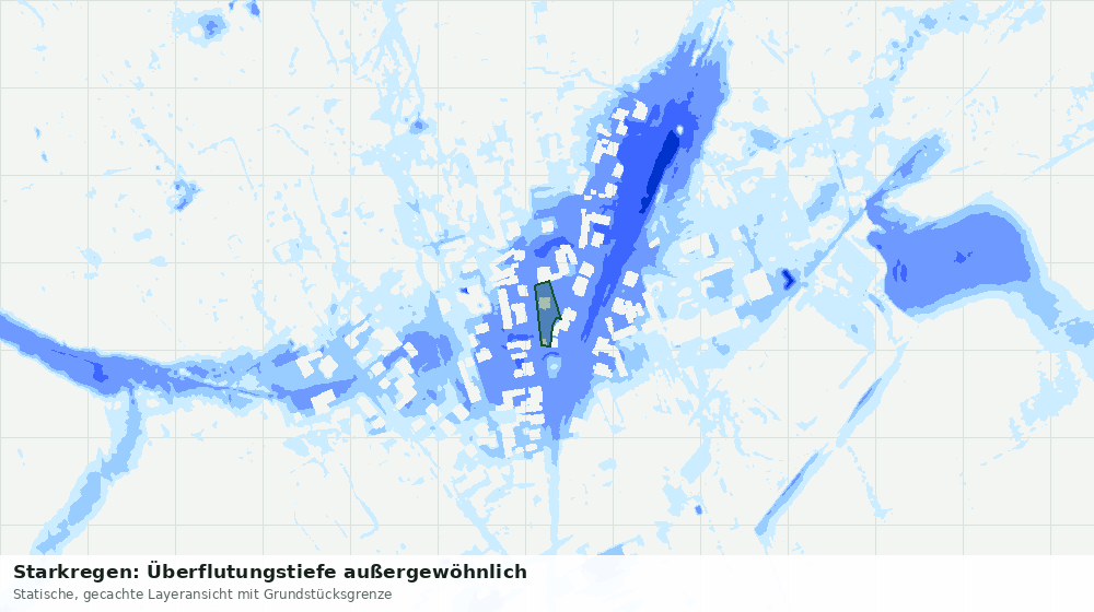 Statische Kartenansicht: Starkregen: Überflutungstiefe außergewöhnlich
