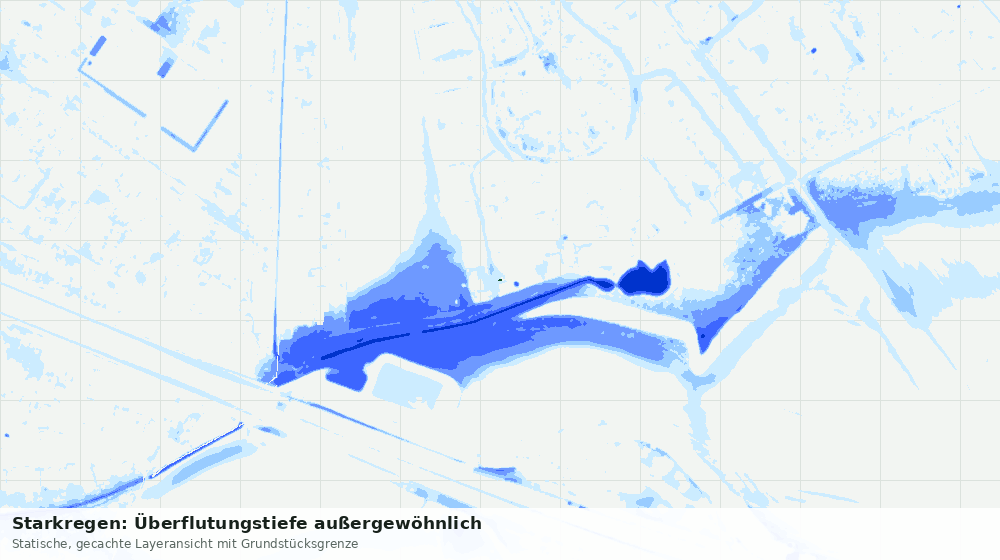 Statische Kartenansicht: Starkregen: Überflutungstiefe außergewöhnlich