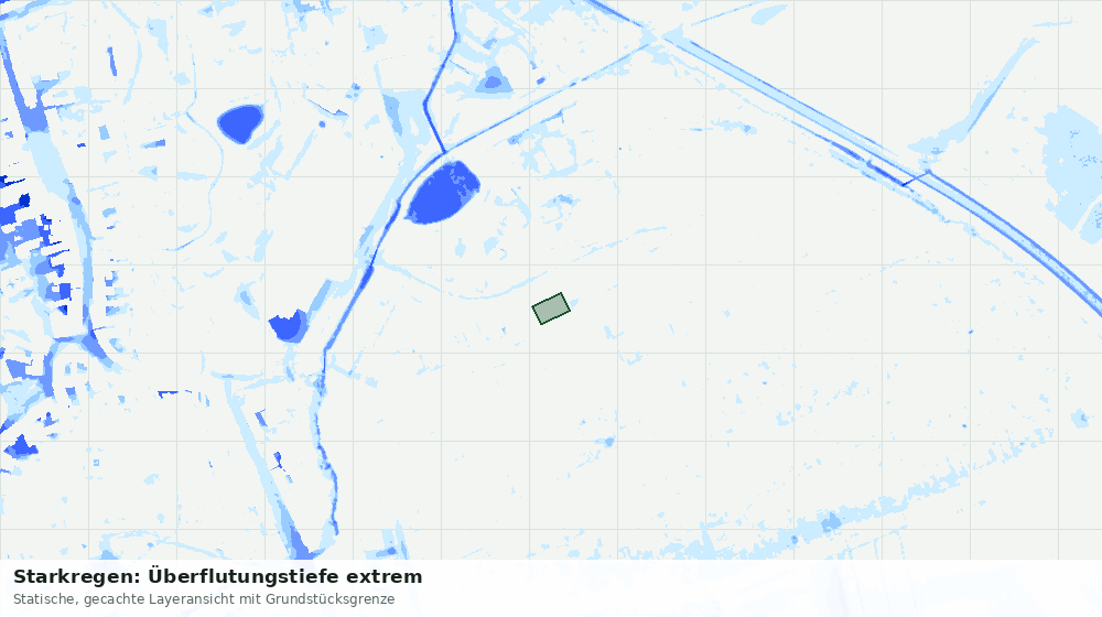 Statische Kartenansicht: Starkregen: Überflutungstiefe extrem