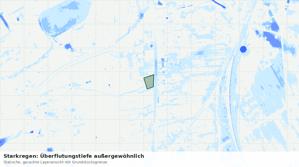 Statische Kartenansicht: Starkregen: Überflutungstiefe außergewöhnlich