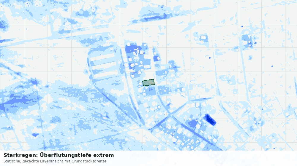 Statische Kartenansicht: Starkregen: Überflutungstiefe extrem