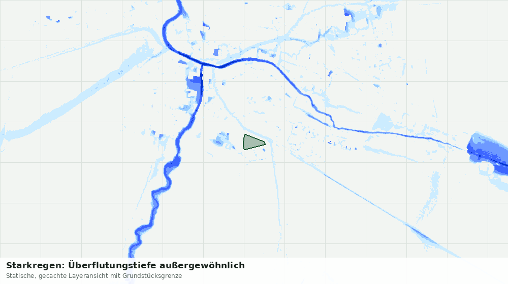Statische Kartenansicht: Starkregen: Überflutungstiefe außergewöhnlich