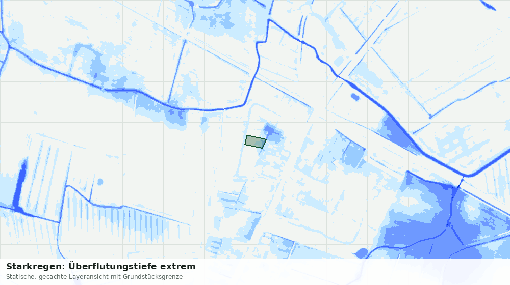 Statische Kartenansicht: Starkregen: Überflutungstiefe extrem