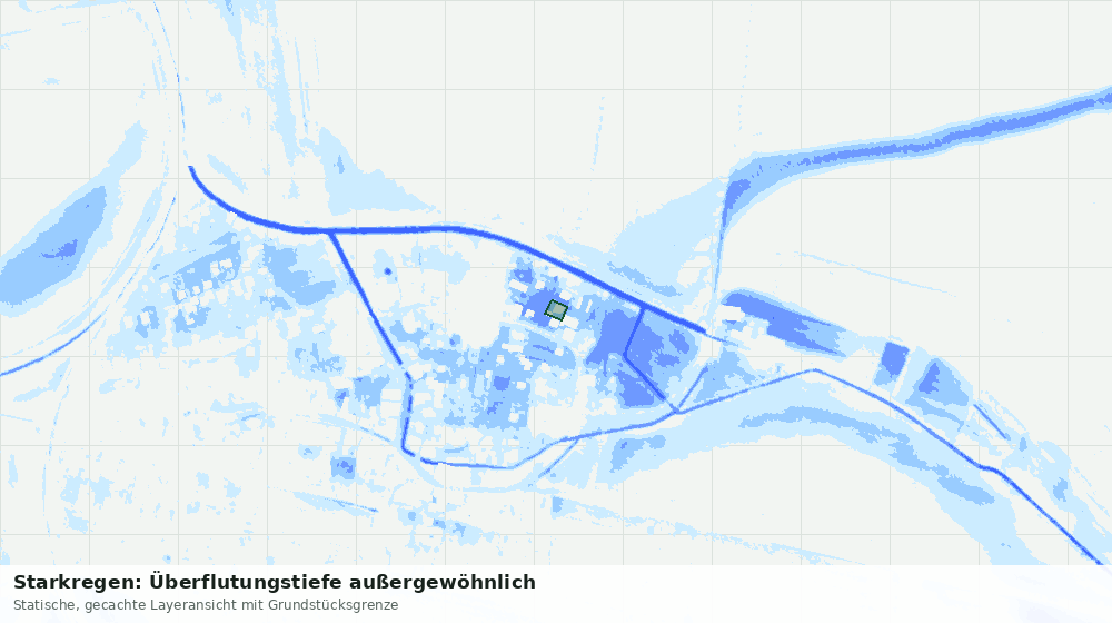 Statische Kartenansicht: Starkregen: Überflutungstiefe außergewöhnlich