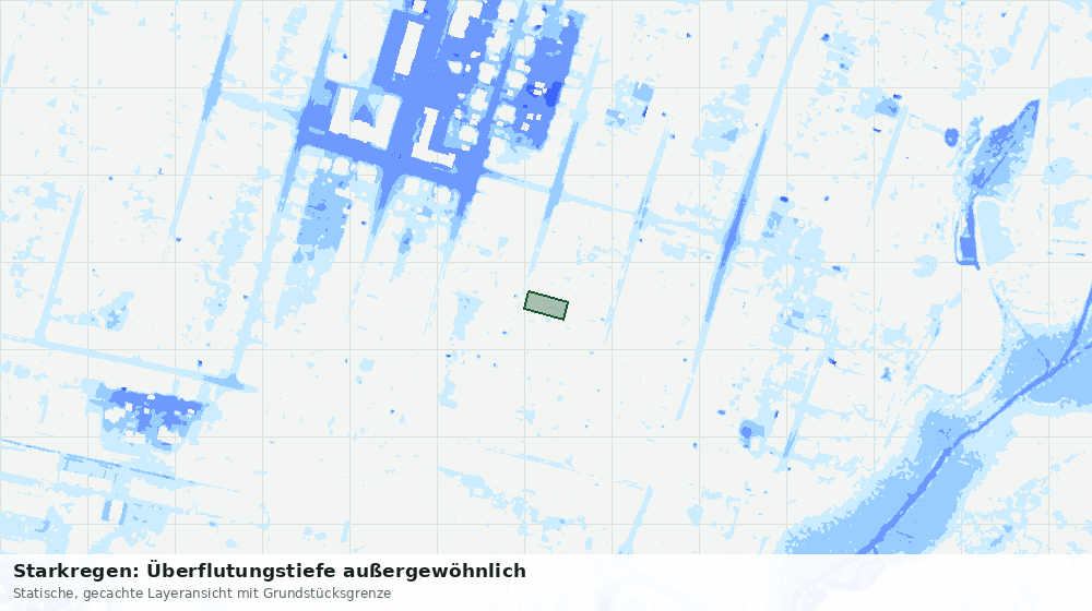 Statische Kartenansicht: Starkregen: Überflutungstiefe außergewöhnlich