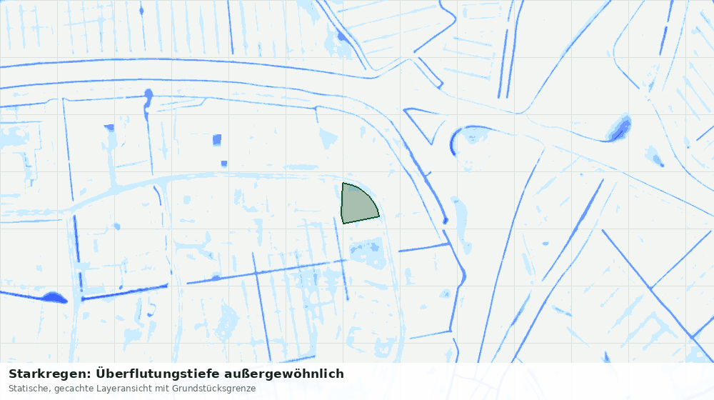Statische Kartenansicht: Starkregen: Überflutungstiefe außergewöhnlich