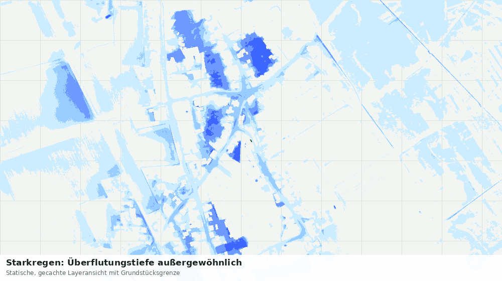 Statische Kartenansicht: Starkregen: Überflutungstiefe außergewöhnlich