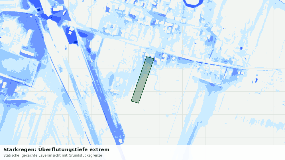 Statische Kartenansicht: Starkregen: Überflutungstiefe extrem