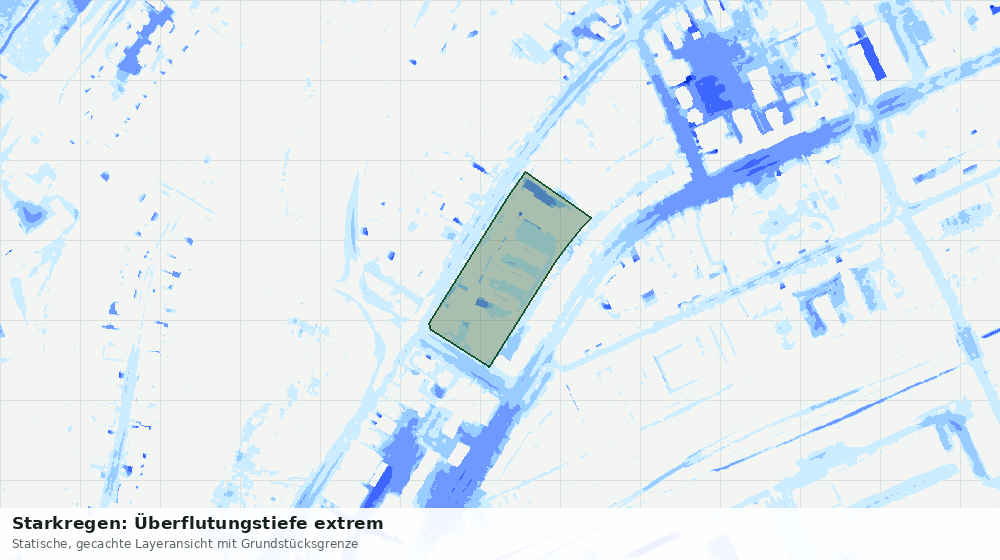 Statische Kartenansicht: Starkregen: Überflutungstiefe extrem