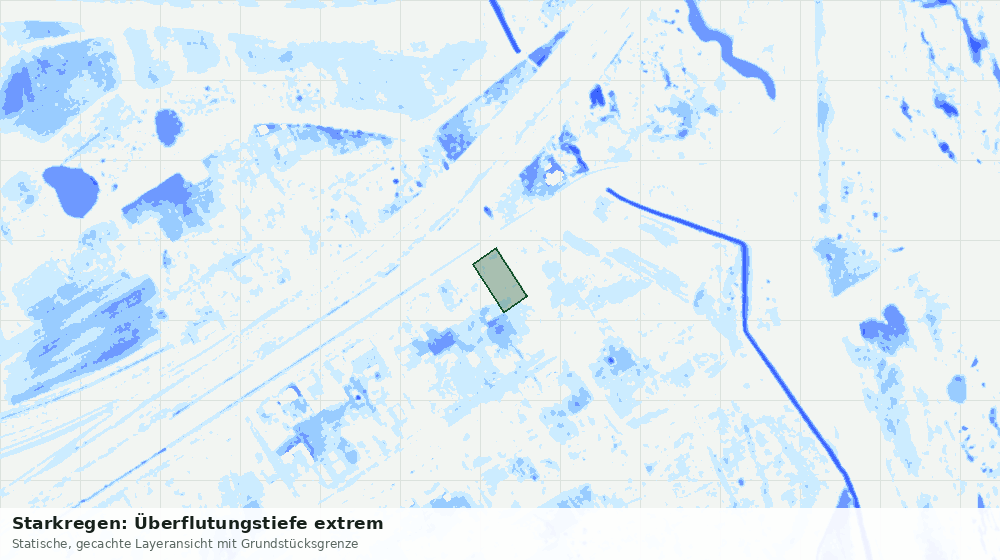 Statische Kartenansicht: Starkregen: Überflutungstiefe extrem