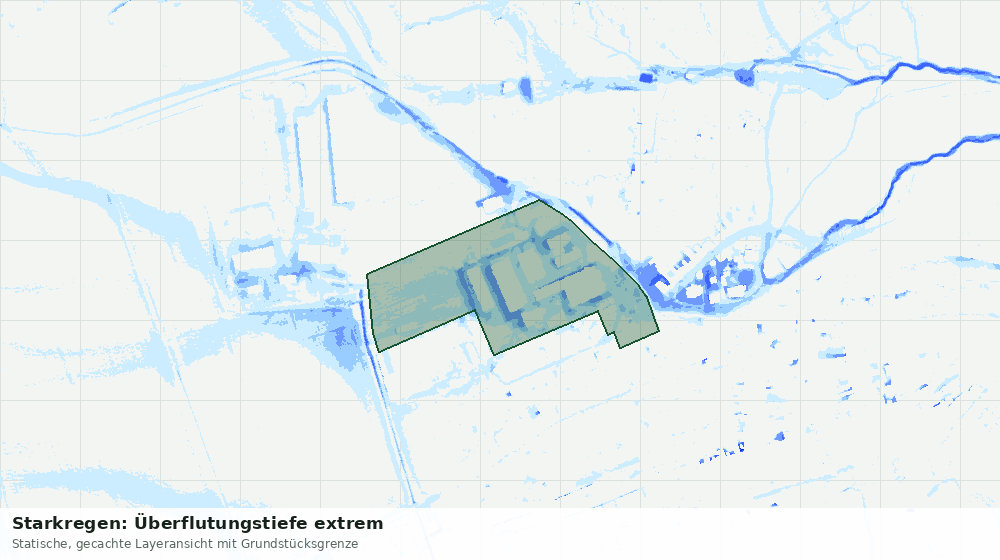 Statische Kartenansicht: Starkregen: Überflutungstiefe extrem
