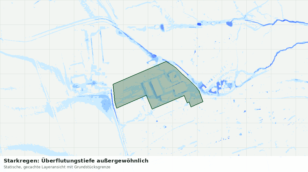 Statische Kartenansicht: Starkregen: Überflutungstiefe außergewöhnlich