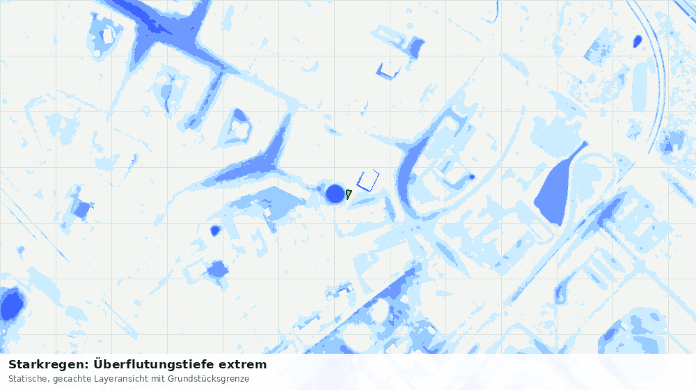 Statische Kartenansicht: Starkregen: Überflutungstiefe extrem