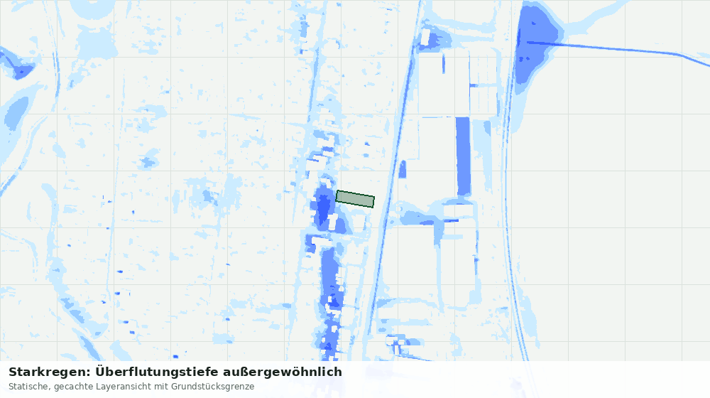 Statische Kartenansicht: Starkregen: Überflutungstiefe außergewöhnlich
