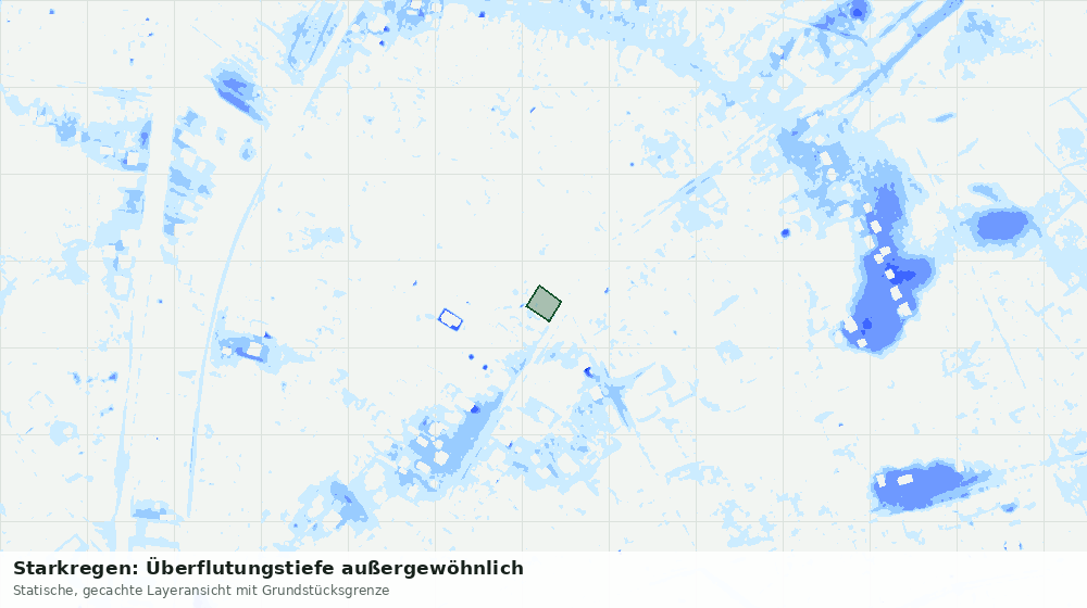 Statische Kartenansicht: Starkregen: Überflutungstiefe außergewöhnlich