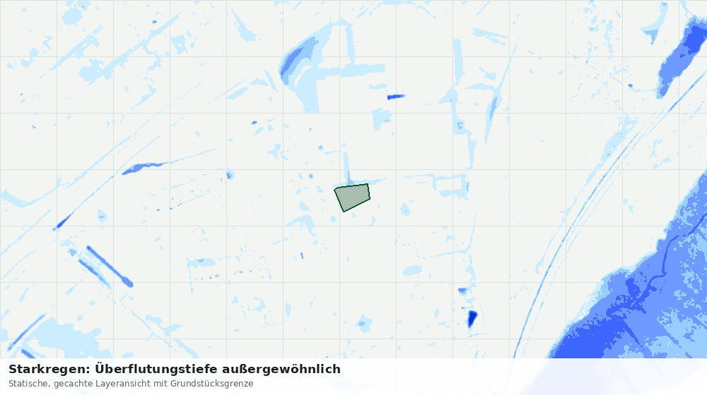 Statische Kartenansicht: Starkregen: Überflutungstiefe außergewöhnlich