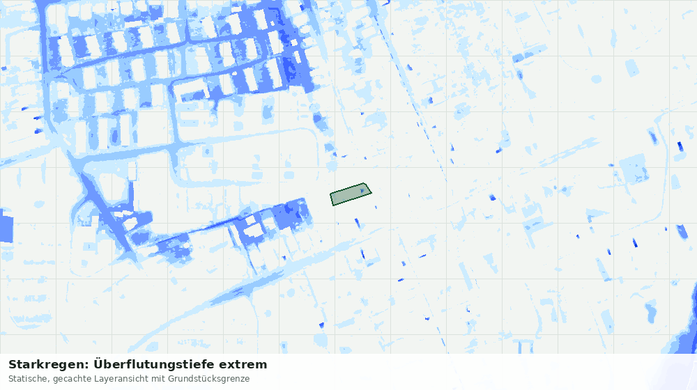 Statische Kartenansicht: Starkregen: Überflutungstiefe extrem